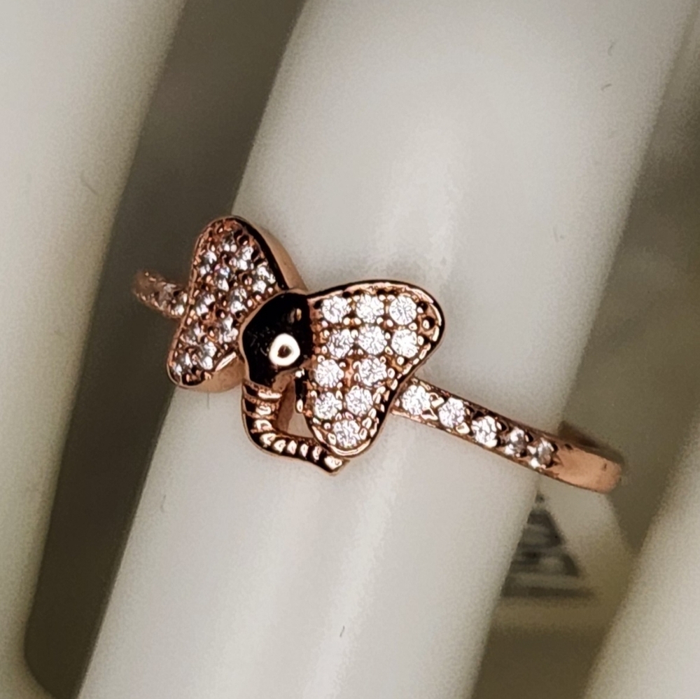 Sz.8 Elephant 🐘 Ring Rose Gold-toned S925
